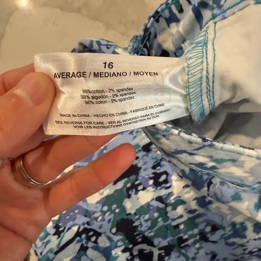 Nine West Chrystie Capri Pants Women's 16 Multicolor Blue Mid Rise Soft Twill - Picture 7 of 7